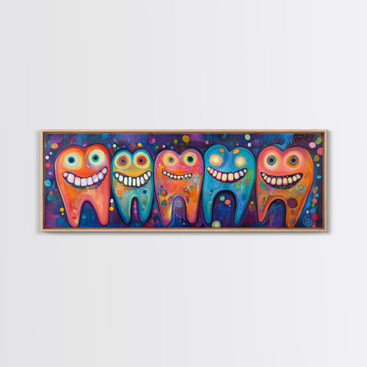 Whimsical Dental Art Bright Colorful Mosaic Wall Decor Horizontal Painting Unique Living Room Art Gift Idea