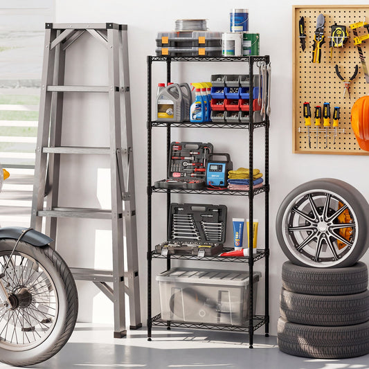 5-Tier Metal Storage Shelving Unit with V-Shaped Rack