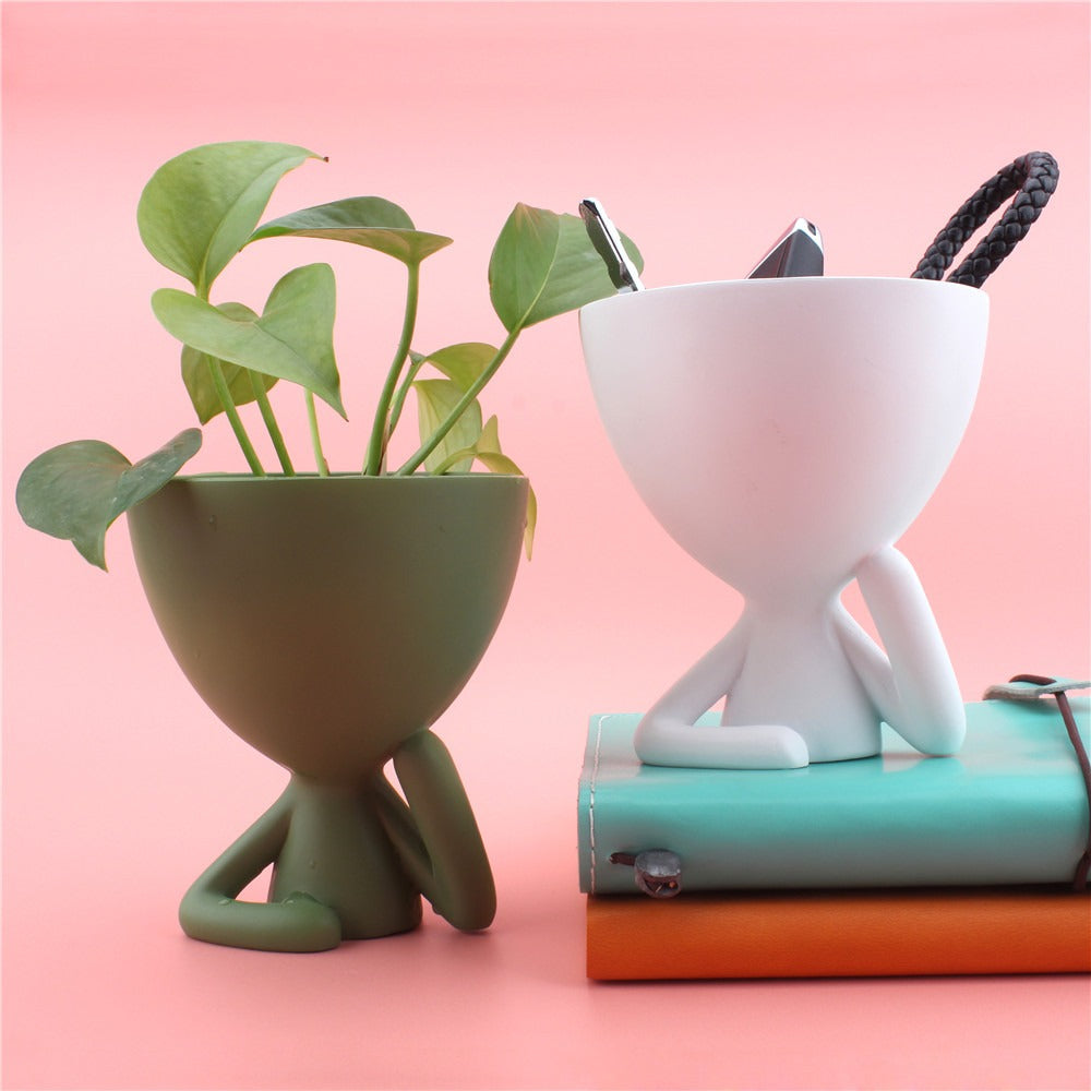 Cartoon Abstract Cheek Support Figurine for Desktop Decor