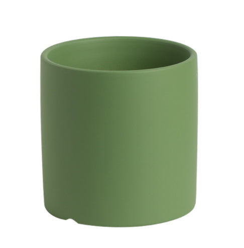 Nordic Colorful Ceramic Cylindrical Planter with Drainage Tray