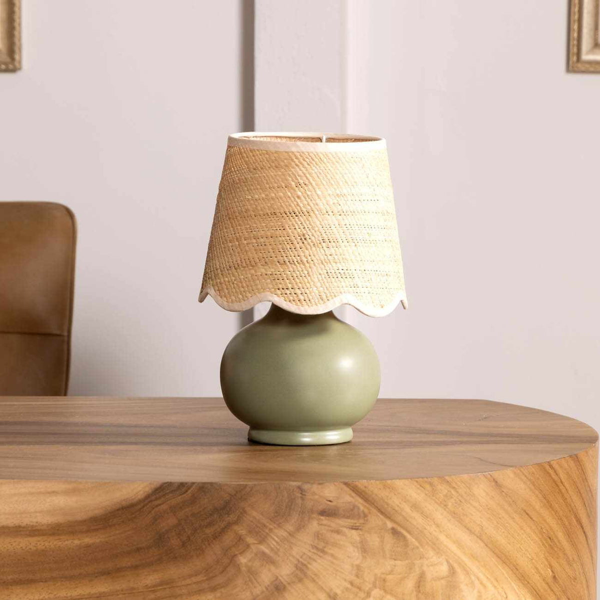 Green Solid Ceramic Table Lamp for Home