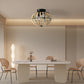 Wood Beaded Fan Chandelier in Oak White Finish