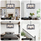 22' Modern Black Geometric 6-Light Chandelier – Industrial Metal Pendant Light Fixture for Living Room, Dining Room, or Kitchen (Bulb Not Included)