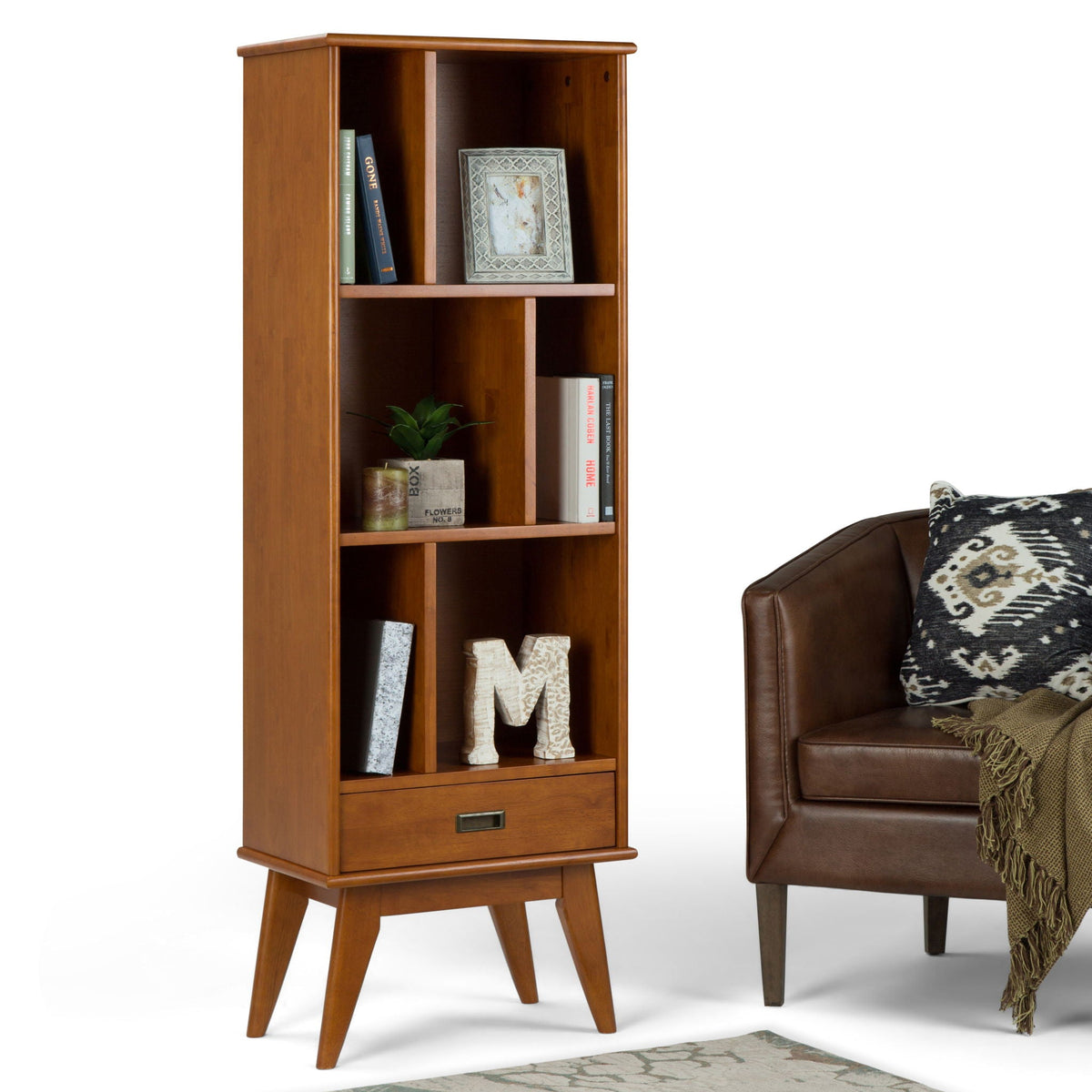Draper Mid Century Wide Bookcase Storage Unit