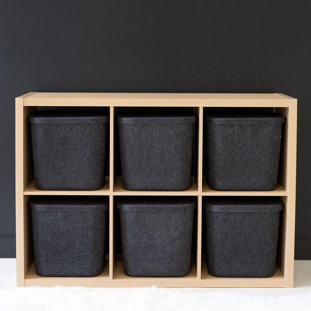 Sculpted Storage Bins with Lids Set of Three
