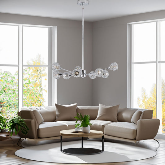 Modern 9-Light Chrome Crystal Chandelier for Home