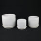 3-Piece White Stoneware Planter Set with Line Texture