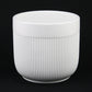 3-Piece White Stoneware Planter Set with Line Texture