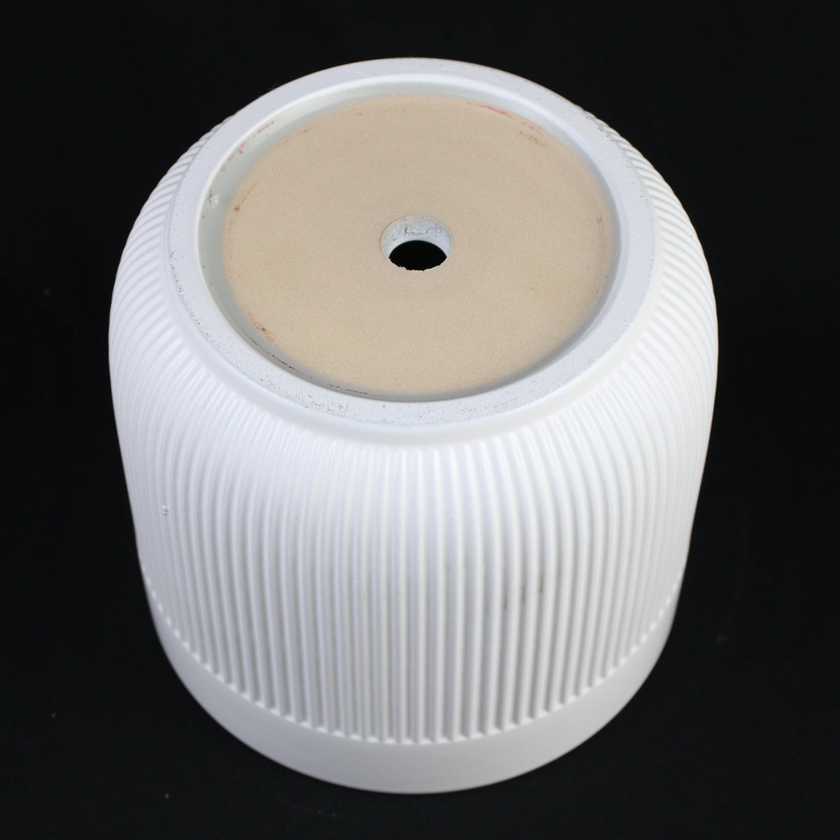 3-Piece White Stoneware Planter Set with Line Texture