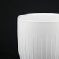 3-Piece White Stoneware Planters with Vertical Groove Texture