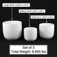 3-Piece White Stoneware Planters with Vertical Groove Texture