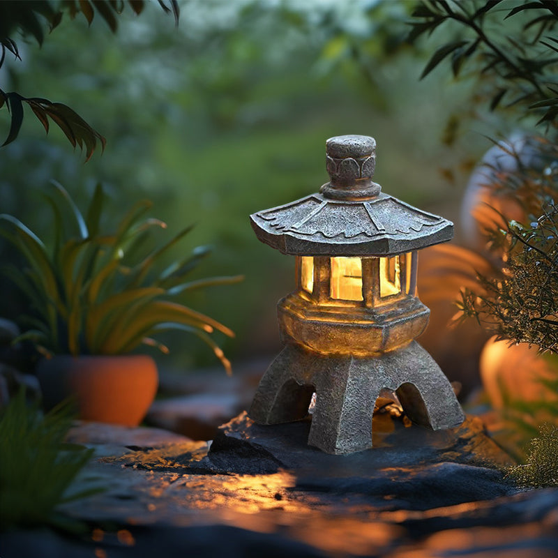 Solar Powered Zen Pagoda Lanterns and Garden Statues