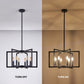 22' Modern Black Geometric 6-Light Chandelier – Industrial Metal Pendant Light Fixture for Living Room, Dining Room, or Kitchen (Bulb Not Included)
