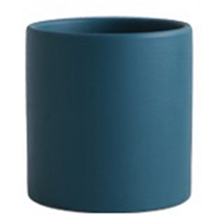 Nordic Colorful Ceramic Cylindrical Planter with Drainage Tray