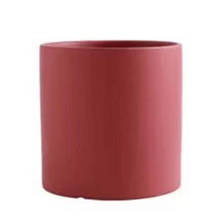Nordic Colorful Ceramic Cylindrical Planter with Drainage Tray