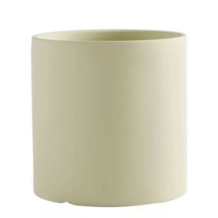 Nordic Colorful Ceramic Cylindrical Planter with Drainage Tray