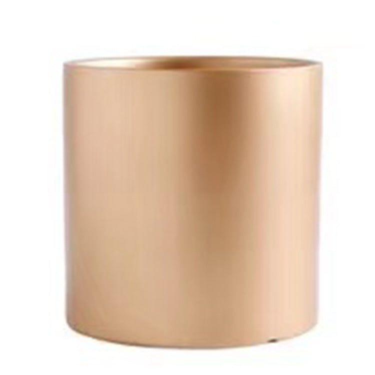 Nordic Colorful Ceramic Cylindrical Planter with Drainage Tray