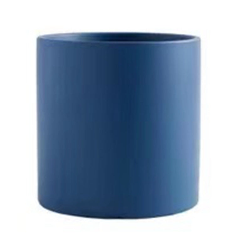 Nordic Colorful Ceramic Cylindrical Planter with Drainage Tray