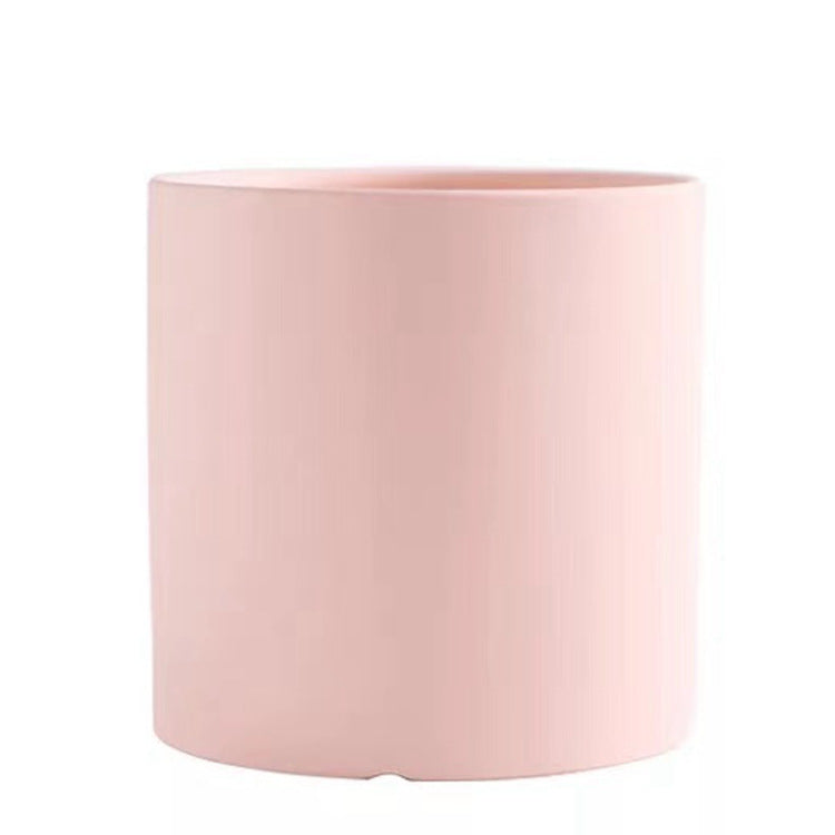 Nordic Colorful Ceramic Cylindrical Planter with Drainage Tray