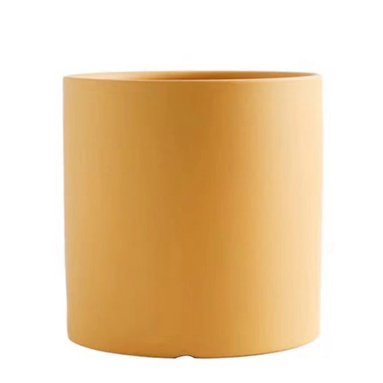 Nordic Colorful Ceramic Cylindrical Planter with Drainage Tray