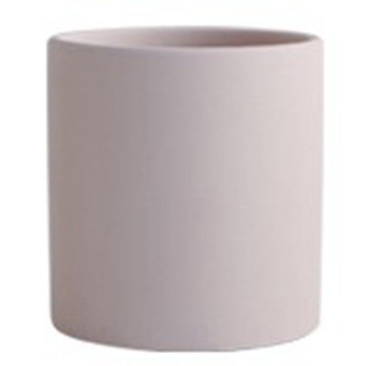 Nordic Colorful Ceramic Cylindrical Planter with Drainage Tray