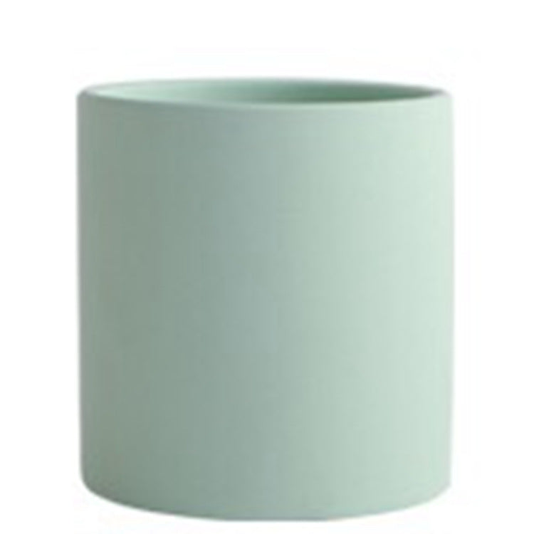 Nordic Colorful Ceramic Cylindrical Planter with Drainage Tray