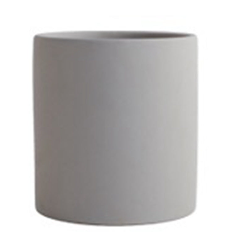 Nordic Colorful Ceramic Cylindrical Planter with Drainage Tray