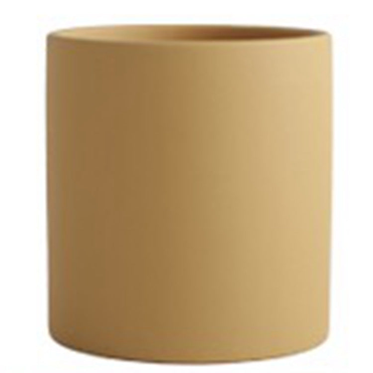 Nordic Colorful Ceramic Cylindrical Planter with Drainage Tray