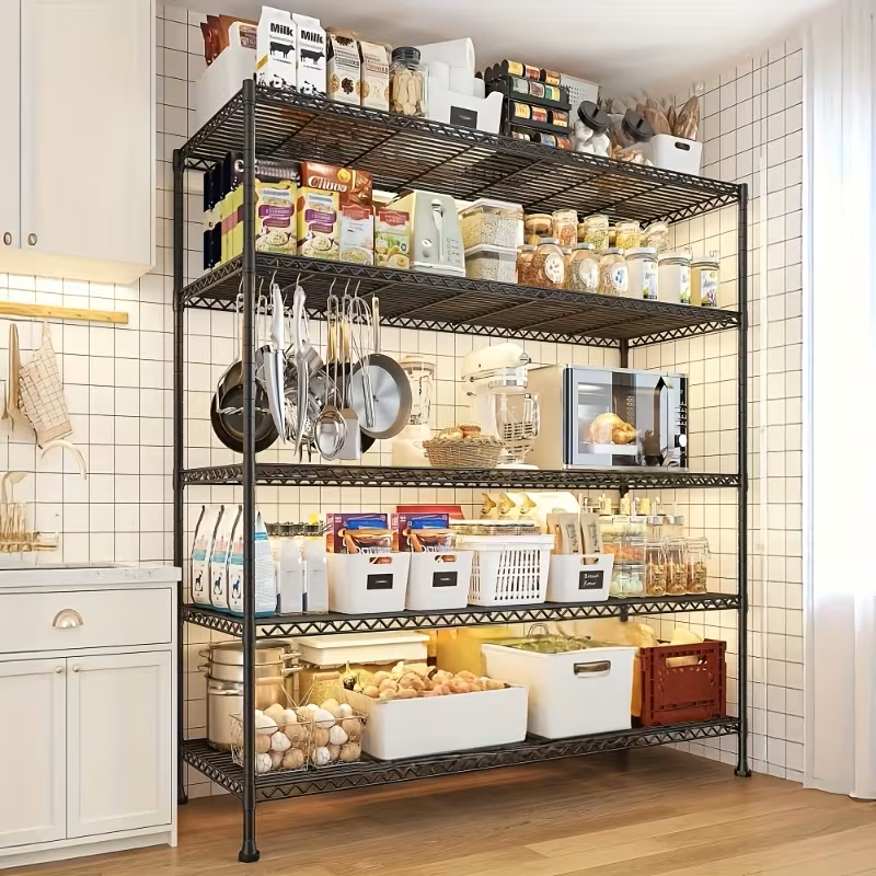 Adjustable Wire Storage Shelving Rack with Multiple Tiers