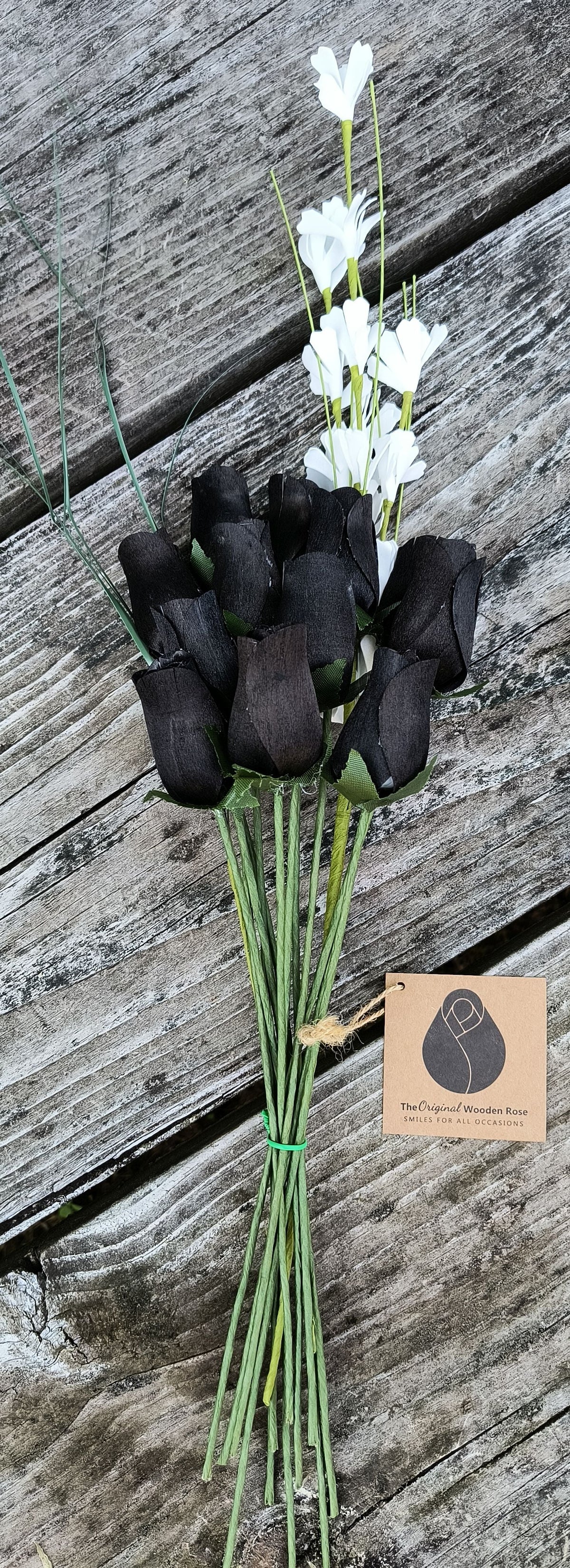 Halloween Wooden Rose Bouquet – All Black
