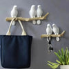 1pc Nordic Bird Design Wall Hook - Stylish Resin Key & Coat Organizer for Entryway, Decorative White Birds on Natural Wood Branch, Modern Home Decor Storage Solution, Bird Decor