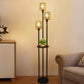 Boho Three Light Floor Lamp with Shelves