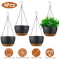 4-Piece Hanging Planters with Drainage and Self-Watering Trays