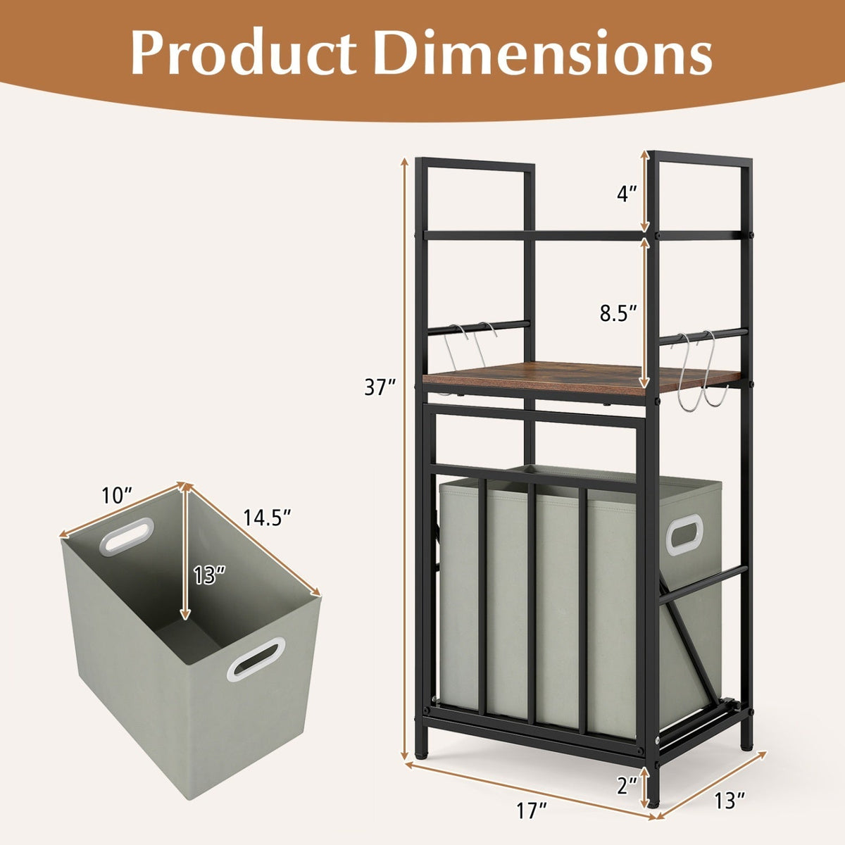 2-Tier Laundry Hamper with Tilt Out Basket