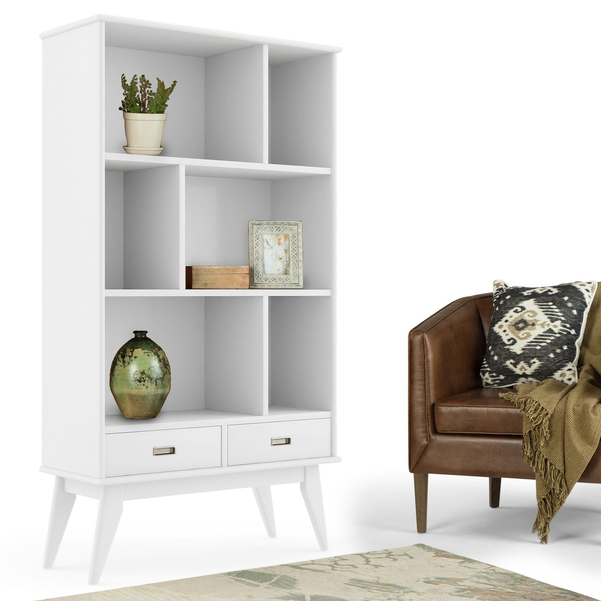 Draper Mid Century Wide Bookcase Storage Unit