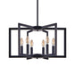 22' Modern Black Geometric 6-Light Chandelier – Industrial Metal Pendant Light Fixture for Living Room, Dining Room, or Kitchen (Bulb Not Included)