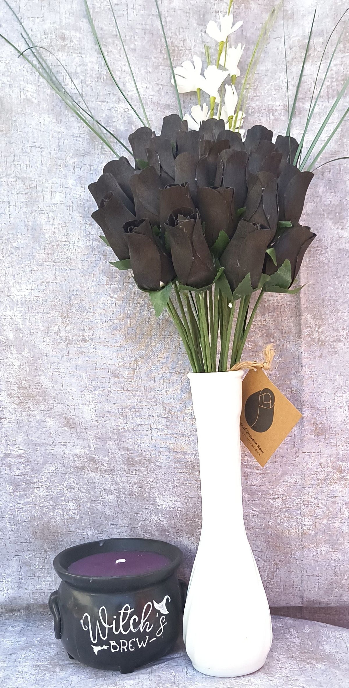 Halloween Wooden Rose Bouquet – All Black
