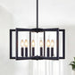 22' Modern Black Geometric 6-Light Chandelier – Industrial Metal Pendant Light Fixture for Living Room, Dining Room, or Kitchen (Bulb Not Included)