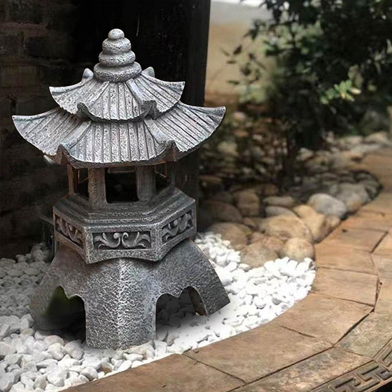 Solar Powered Zen Pagoda Lanterns and Garden Statues