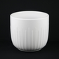 3-Piece White Stoneware Planters with Vertical Groove Texture