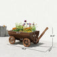 Small Wheelbarrow Wagon Flower Cart Wooden Mobile Garden Planter