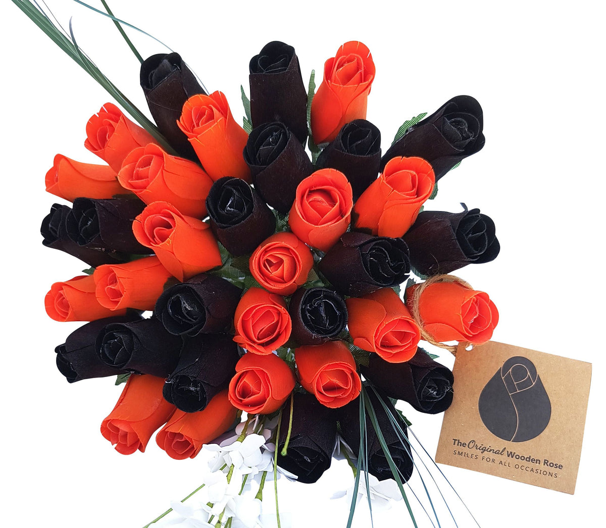 Halloween Wooden Rose Bouquet – Black & Orange
