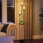 Boho Three Light Floor Lamp with Shelves