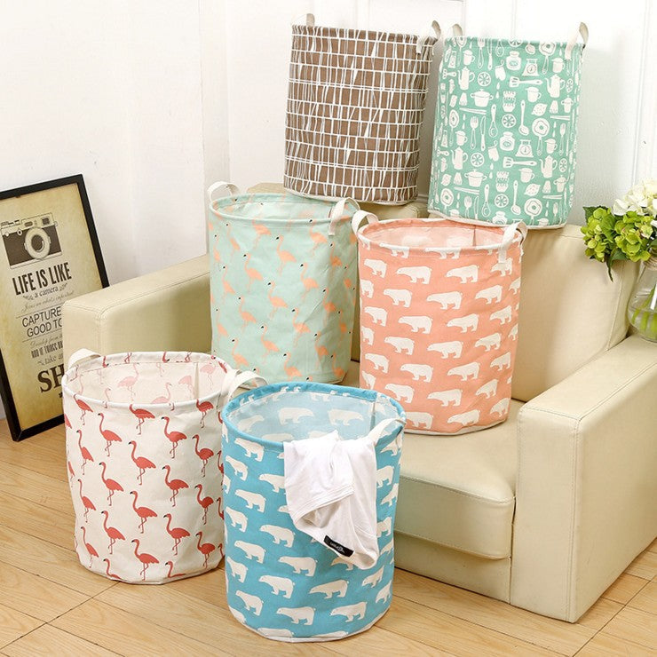 Foldable Cotton Linen Laundry Basket for Home Storage