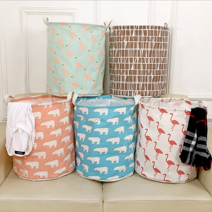 Foldable Cotton Linen Laundry Basket for Home Storage