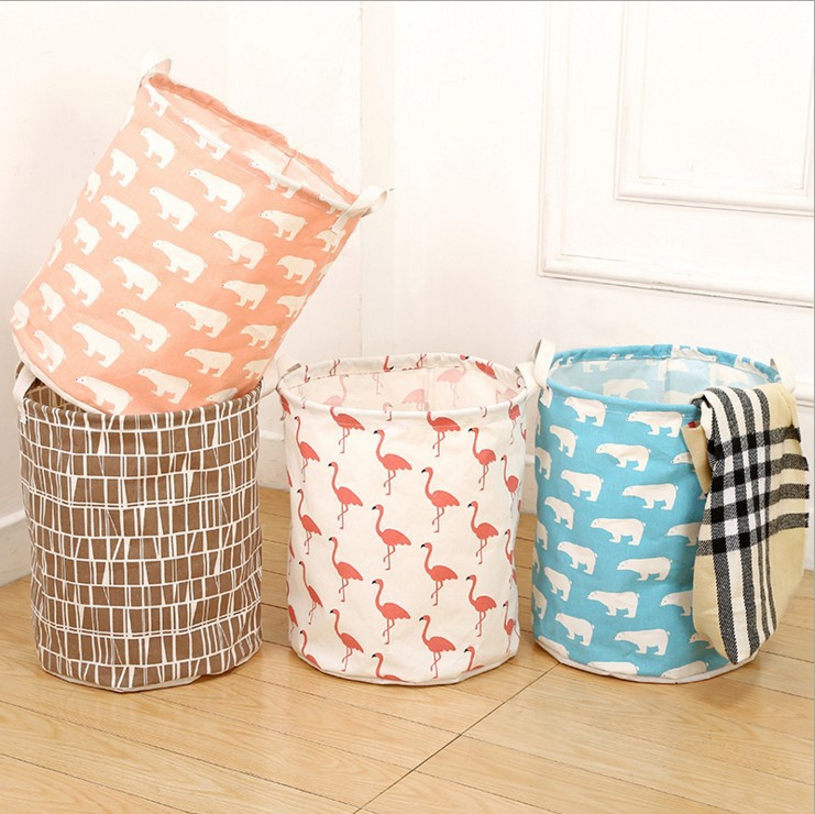 Foldable Cotton Linen Laundry Basket for Home Storage