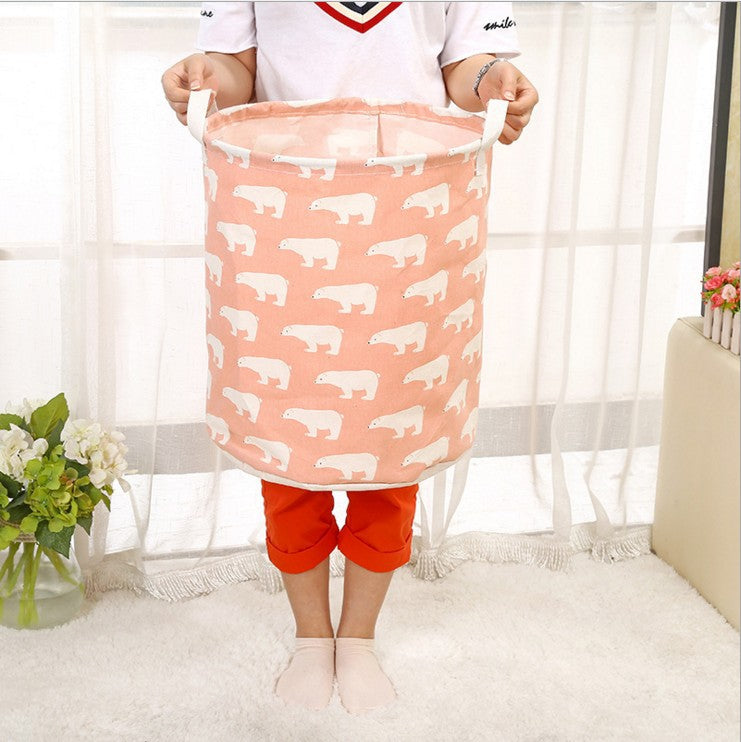 Foldable Cotton Linen Laundry Basket for Home Storage