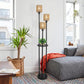 Boho Three Light Floor Lamp with Shelves
