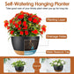 4-Piece Hanging Planters with Drainage and Self-Watering Trays