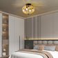 Wood Beaded Fan Chandelier in Oak White Finish